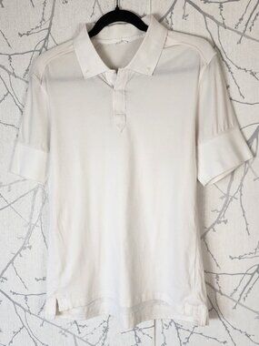 Kit and Ace White Cotton Cashmere Stretch Jersey Polo Shirt